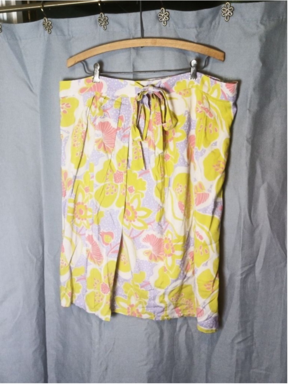 Modcloth Women's Yellow Purple Floral Skirt 1X